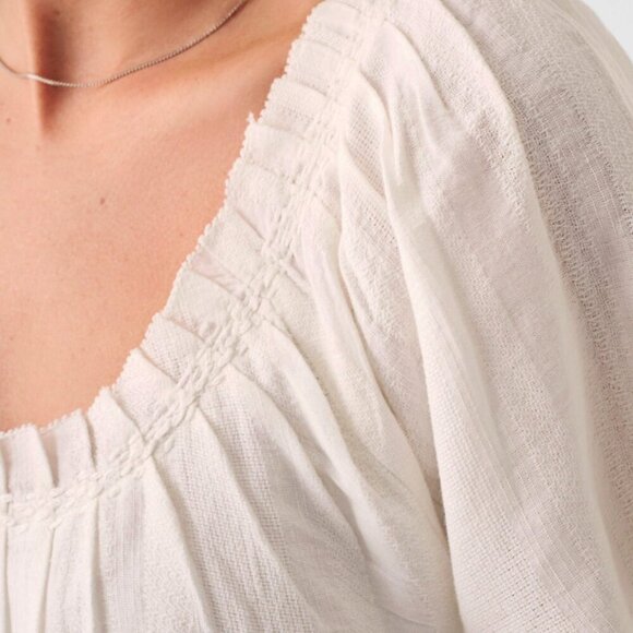 Faherty Annabelle Dress Short Sleeved Cotton Dress Texture Neckline in White, XL - Picture 12 of 12